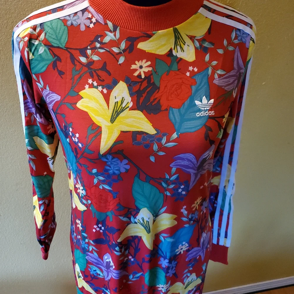 Adidas Floral Red Midi Dress - Picture 2 of 6
